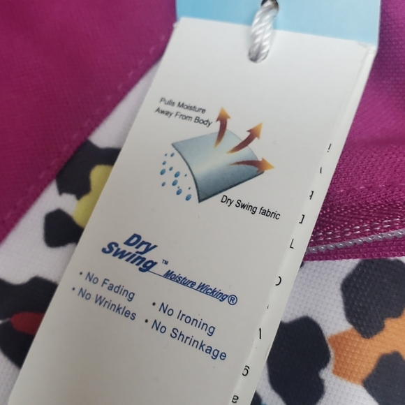 Monterey Club Women's Pro Leopard Print Block 3/4 Sleeve Zip Top. XL - Picture 6 of 12